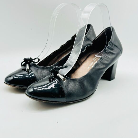 AGL Shoes Womens EU 39 US 9 Black Leather Heels Cap Toe Pumps Attilo Giusti - Picture 4 of 12